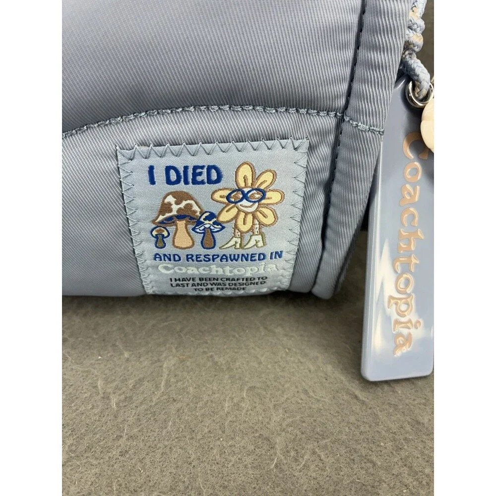 Coach Coachtopia Mini Puffy Tote Light Twilight Blue NWT Mushroom Patch Bag